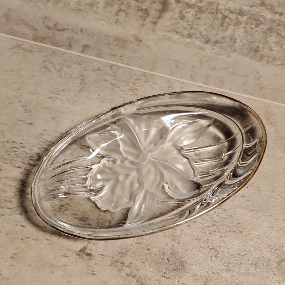 Vintage Small Oval Flower Heavy Bowl